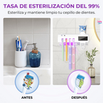 Dispensador Automático de Pasta + Organizador de Cepillos 3 en 1 con Luz UV